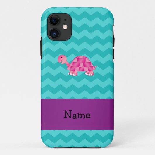 Personalisierte rosa Namensschildkröte Case-Mate iPhone Hülle (Rückseite)