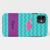 Personalisierte rosa Namensschildkröte Case-Mate iPhone Hülle (Rückseite (Horizontal))