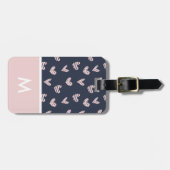 Personalisierte rosa Navy Hearts Gepäckanhänger (Vorderseite horizontal)