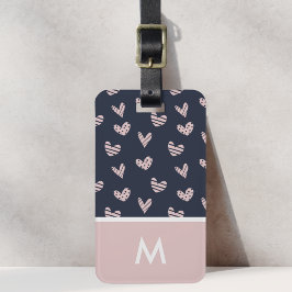 Personalisierte rosa Navy Hearts Gepäckanhänger