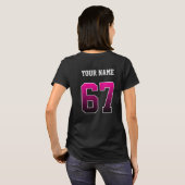 Personalisierte rosa Nummer 67 Benutzerdefinierter T-Shirt (Schwarz voll)