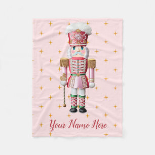 Personalisierte rosa Nussknacker-Weihnachtsdecke Fleecedecke