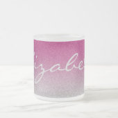 Personalisierte rosa Ombre Glitzer-Tasse Mattglastasse (Mittel)