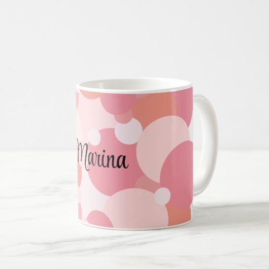 Personalisierte rosa-orangefarbene Modelle Kaffeetasse (VorderseiteRechts)