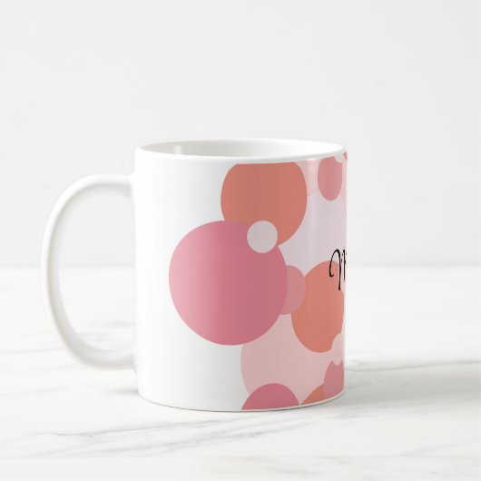 Personalisierte rosa-orangefarbene Modelle Kaffeetasse (Links)