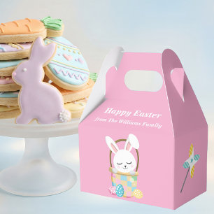 Personalisierte rosa Osterhasen-Party Geschenkschachtel