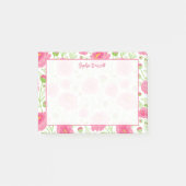 Personalisierte rosa Pfingstrosen Garten Post-it Klebezettel (Vorderseite)
