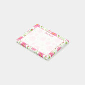 Personalisierte rosa Pfingstrosen Garten Post-it Klebezettel (angewinkelt)