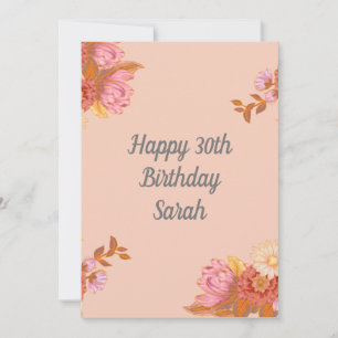 Personalisierte rosa Pfirsich-Blumen-Geburtstagska
