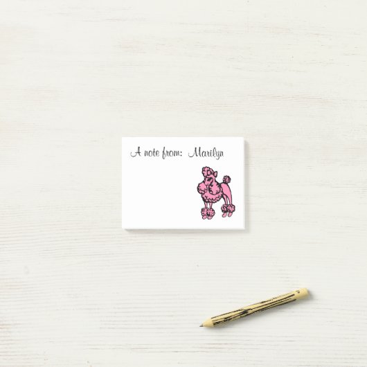 Personalisierte rosa Poodle Post It Notes Post-it Klebezettel (Auf Schreibtisch)