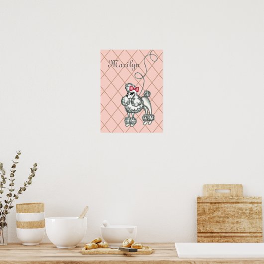 Personalisierte rosa Poodwand Poster (Küche)