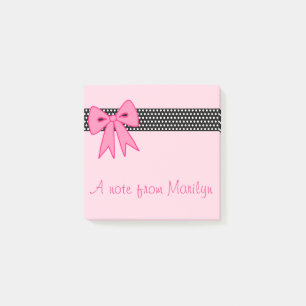 Personalisierte rosa Post-it-Notizen mit Schleife Post-it Klebezettel