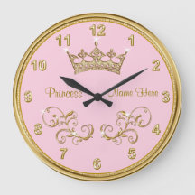 Personalisierte ROSA Prinzessin Clock mit