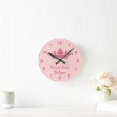 Personalisierte Rosa Prinzessin Girl's Bedroom Runde Wanduhr (Zuhause)