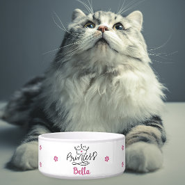 Personalisierte rosa Prinzessin Katze Napf