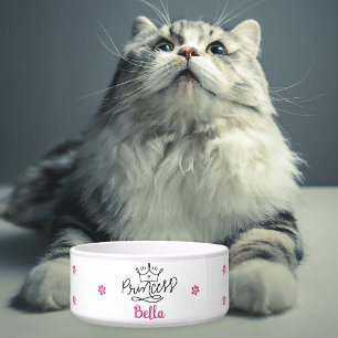 Personalisierte rosa Prinzessin Katze  Napf