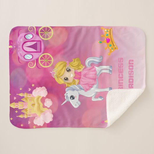 Personalisierte Rosa Prinzessin Sherpadecke (Vorderseite (Horizontal))
