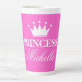 Personalisierte rosa Prinzessin-Tasse mit Kronlogo Milchtasse (Vorderseite)