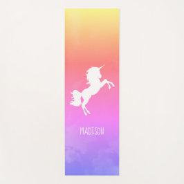 Personalisierte Rosa Regenbogenwolken Unicorn Yogamatte