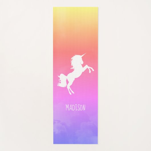 Personalisierte Rosa Regenbogenwolken Unicorn Yogamatte (Vorderseite)