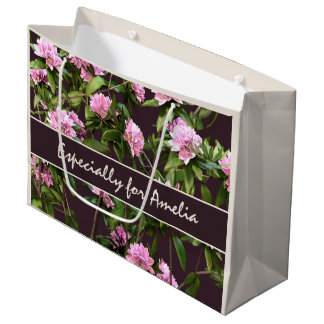 Personalisierte rosa Rhododendronblüten Große Geschenktüte