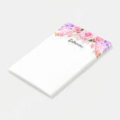 Personalisierte rosa Rose Blumennoten Post-it Klebezettel (angewinkelt)