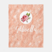 Personalisierte Rosa Rose Fleecedecke (Vorderseite)
