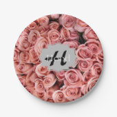 Personalisierte Rosa-Rose-Papier-Teller Pappteller (Vorderseite)