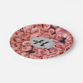 Personalisierte Rosa-Rose-Papier-Teller Pappteller (Schrägansicht)