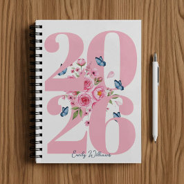Personalisierte rosa Rose  Planer