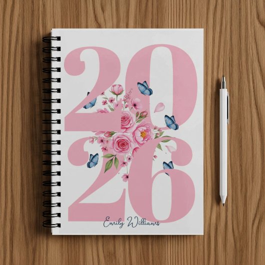Personalisierte rosa Rose Planer