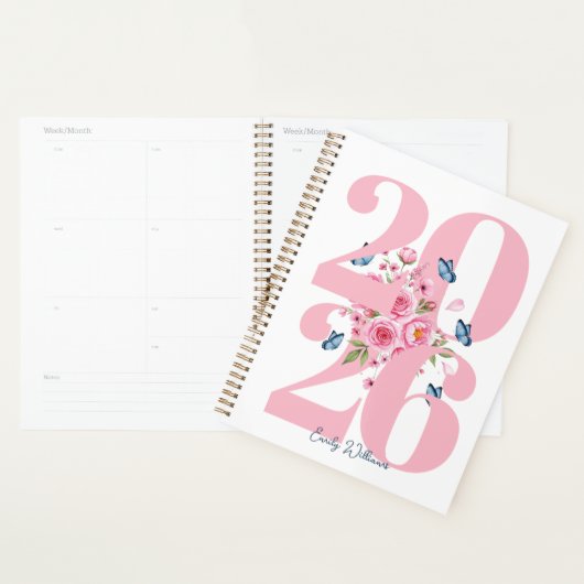 Personalisierte rosa Rose Planer (Anzeige)