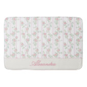 Personalisierte rosa Rosen Blumen Badematte (Vorderseite)