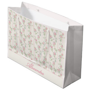 Personalisierte rosa Rosen-Blumen-Geschenktüte Große Geschenktüte
