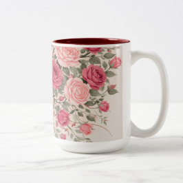 Personalisierte rosa Rosen-Blumen-Haar-Frau Elegan Zweifarbige Tasse