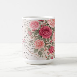 Personalisierte rosa Rosen-Blumen-Haarschmuck Frau Kaffeetasse
