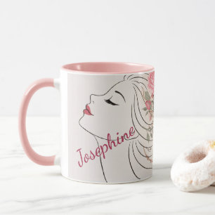 Personalisierte rosa Rosen Blumen Haarspange Frau  Tasse