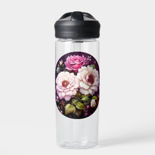 Personalisierte rosa Rosen Blumen Trinkflasche