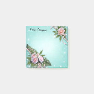 Personalisierte rosa Rosen - Nachhinweise Post-it Klebezettel