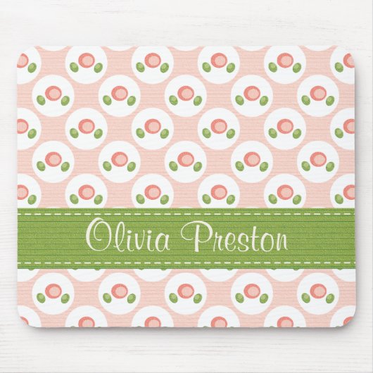 Personalisierte rosa Rosen-Punkt-Mausunterlage Mousepad (Vorne)