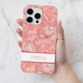 Personalisierte Rosa Rote Peony Blume Name Case-Mate iPhone Hülle