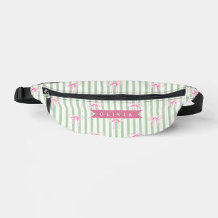 Personalisierte Rosa Schleife Grüne Streifen Coque Bauchtasche
