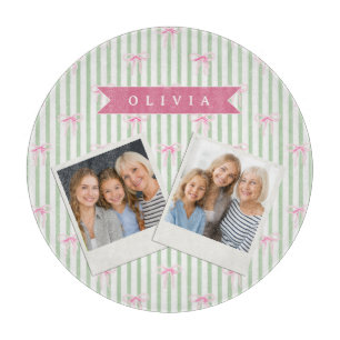 Personalisierte Rosa Schleife Grüne Streifen Coque Schneidebrett