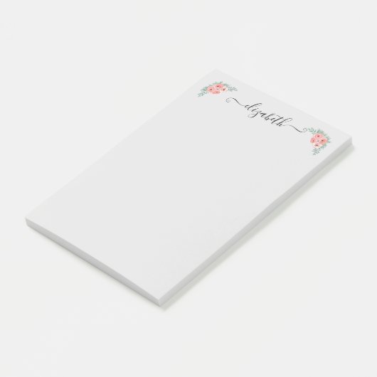 Personalisierte Rosa-Schrift Post-it Klebezettel (angewinkelt)