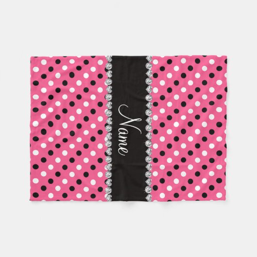 Personalisierte rosa Schwarz-weiße Fleecedecke (Vorderseite (Horizontal))