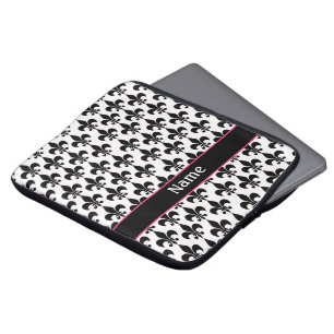 Personalisierte rosa schwarze Lilien-Laptop-Hülse Laptopschutzhülle