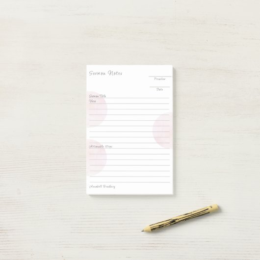 Personalisierte rosa Sermon-Notizen Post-it Klebezettel (Auf Schreibtisch)