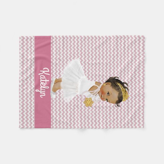 Personalisierte rosa Sparren-ethnische Prinzessin Fleecedecke (Vorderseite (Horizontal))