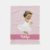 Personalisierte rosa Sparren-ethnische Prinzessin Fleecedecke (Vorderseite)