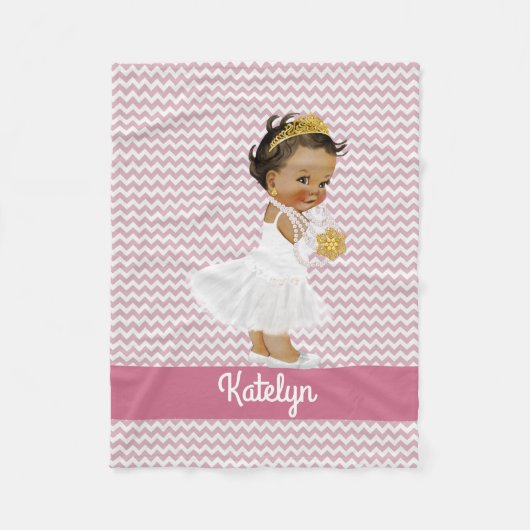 Personalisierte rosa Sparren-ethnische Prinzessin Fleecedecke (Vorderseite)